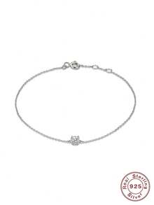1PC 925 Sterling Silver Fashion Evil Eye Zirconia Connect Finger Bracelet Hypoallergenic Pure Silver Suitable For Women For Daily, Dates, Vacation, Wedding, Party, Holiday Gift - Silver - View 12