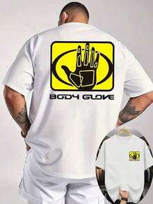 1pcNew Summer Men'S Casual T-Shirt With Ribbed Round Neck And Short Sleeves, Made From Knitted Fabric For A Refreshing And Comfortable Feel, Featuring Double-Sided Prints On The Front And Back, With A Body Glove Handprint DesignSummer Clothing Tops,T-Shirt - trắng - Xem 6