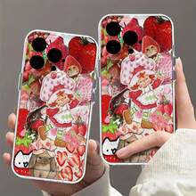 Collage de Tarta de Fresa con muchas fresas y amigos. Esta elegante funda es compatible con Samsung, Apple, OPPO, , etc. Fabricada en TPU flexible, resistente a golpes y arañazos, ofrece una excelente protección contra caídas y un agarre cómodo. Es un regalo ideal para familiares, amigos y seres queridos, ideal para festivales, San Valentín y envíos rápidos. - transparente - Ver 4