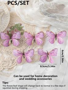 5/10/1500pcs Artificial Butterfly Decorations, Suitable For Valentine's Day, New Year, DIY Candy Box, Bridal Bouquet, Silk Flowers, Mother's Day, Vase Decor, Home Garden Wedding Floral, Living Room, DIY Candy Box, Wreath, Fake Plants, Home Decor, Bouquet, Tabletop Decoration - Pink - View 2