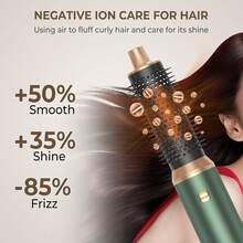 5-In-1 Green & Gold Air Styler: Perfect Valentine's Gift With 800W Power For Curling, Straightening & Drying, Ideal For Travel & All Occasions - 查看 8