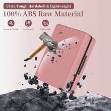 YSTYLE 這款五件式行李箱有多種顏色可選，採用ABS材質，配備密碼鎖和靜音多向輪。適合商務旅行、隨身行李和學習旅行。 - 玫瑰金 - 查看 3