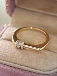 Vintage Unique Casual Square Strap, Gold Flat Bar Ring, Suitable For All Occasions - Gold - View 9
