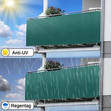 PVC Privacy Panel - Balcony And Terrace Screen With Reinforced Slats - Weatherproof Privacy Screen - Green - View 3