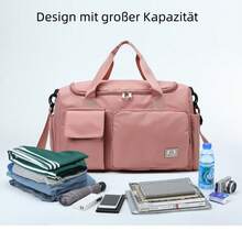 1 Stück Multifunktionale Tasche mit Mehreren Taschen, Einfarbig, mit Verstellbarem Schultergurt und Reißverschluss Hinten, Für Damen Gepäcktasche, passend für Urlaub, Reisen, Sport, rosa Tasche für Schule, Schul-Zubehör, Schulsachen - Schwarz - Übersicht 3
