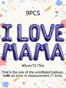 9pcs 16-Inch Pink, Gold, Silver, Rose Gold, Magenta, Purple "I LOVE YOU MAMA" Letter Balloons, Suitable For Mother's Day Party, Holiday Party Decoration - Multicolor - View 8