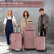 YSTYLE Set Of 4 Hardside Suitcases (12, 20, 24, 28inch), With Scratch- And Impact-Resistant ABS Shell And Spacious Design: The Ideal Travel Companion. - Rose Gold - View 2