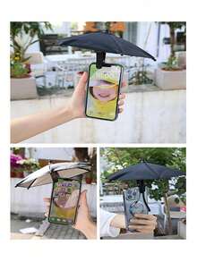 Mini Phone Umbrella, UV Protection Sunshade, Foldable Phone Sun Shade, Suitable For Delivery Riders, Motorcyclists, Outdoor Travelers, Cyclists, Beach Fishing, Portable Small Sunshade, Phone Holder Accessory - Multicolor - View 8