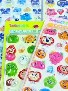 High-Quality Anime-Themed 3D Embossed Stickers, Cute Strawberry Rabbit Girl Handmade Reward Stickers, Suitable For Journals, Cards, And DIY Educational Stickers - Multicolor - View 3