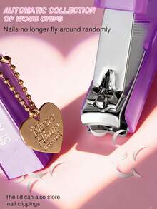 J·FOCUS 4件套美甲护理套装，高端精致防溅指甲钳礼盒套装 - 包括大小指甲钳（配心形珠链）、伸缩指甲锉和不锈钢指甲抛光块，多功能美甲护理4件套，防溅指甲钳+伸缩指甲锉+抛光块 - 彩色 - 查看 7