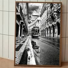 1幅黑色无框帆布艺术印刷品，城市摄影海报，适合家居或办公室装饰 - A - 查看 25