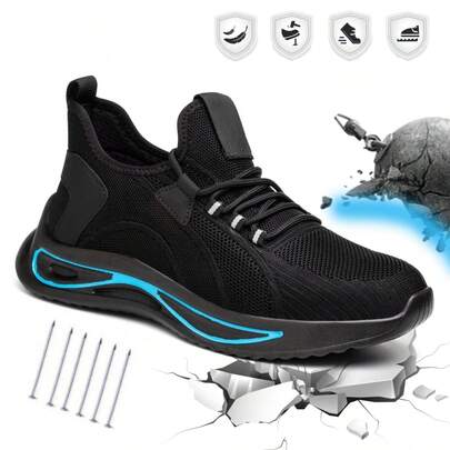 Tenis Sport Industriale, Tenis De Hombre,Cabeza de acero, malla respirante,anti-smash anti-punzante,plantilla de tela, antideslizante, resistente al desgaste, uso diario, casual, deportivo