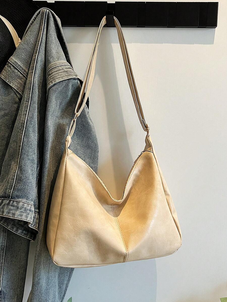 Maillard Retro Large Capacity Tote Bag, New Casual Fashion Women Shoulder Bag, Versatile Commuter Crossbody Bag - Yellow - View 1