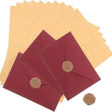 16件套加厚亚麻信封套装，包含3个信封、10张手写情书卡片和3个火漆封印。信封文具套装，加厚亚麻信封，手写情书，送给男友/女友的礼物，生日礼物，优雅文具。 - 16件 - 查看 6