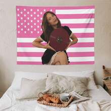 1PC Singer Laufey Printed American Flag Decorative Tapestry, Suitable For Dormitories, Bedrooms, Parties, Festivals - Easy To Hang Holiday Decorations, Ideal Gift For Fans, Perfect Valentine's Day Gift - 1PC - 查看 7