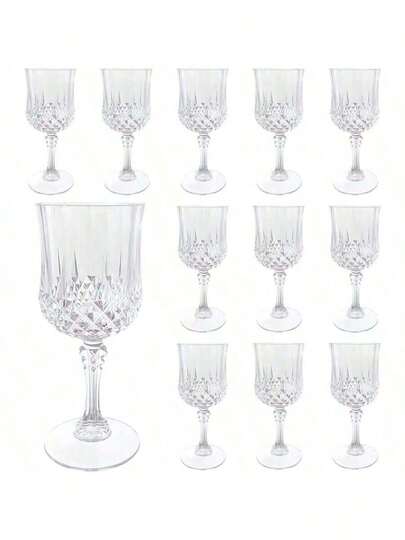 Vintage Embossed Reusable Champagne Glasses, Durable Cups, Juice Glasses, Reusable Champagne Flutes, Shatterproof, Suitable For Parties, Weddings And Large Events. Back To School. Suitable For Weddings, Parties And Outdoor Celebrations, Juice Cups.