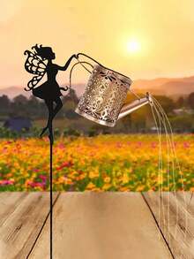 2个/1个太阳能浇水壶户外花园景观照明，太阳能仙女浇水壶串灯，户外抛光镍金属电池花园装饰灯 - 彩色 - 查看 8