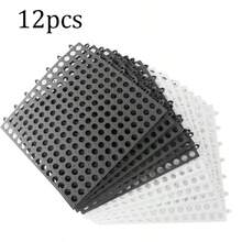 6/12pcs White & Gray 11.8inX11.8in Interlocking Non-Slip Tiles, Shower Mat, Suitable For Bathroom, Deck, Swimming Pool, Patio, Balcony, Dog House - Multicolor - View 11