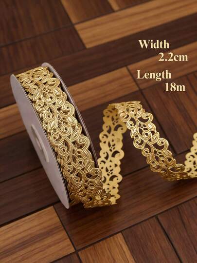 20 yardas de cinta de encaje de poliéster elegante | Diseño hueco dorado vintage, adecuado para tejer, scrapbooking, decoración de bodas, regalo del Día de la Madre, regalo del Día de San Valentín, decoración de jardín, suministros de jardinería