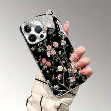 Estuche para teléfono con diseño de flores florecientes Compatible con estuches para teléfonos   17  16 Pro Max  15 Pro Max  13 y  12 Hecho de material de TPU con galvanoplastia transparente y resistente a rayones que brinda protección contra golpes y caídas Un gran regalo para familiares, amigos, seres queridos, novios/novias y para aniversarios - Plateado - Ver 2