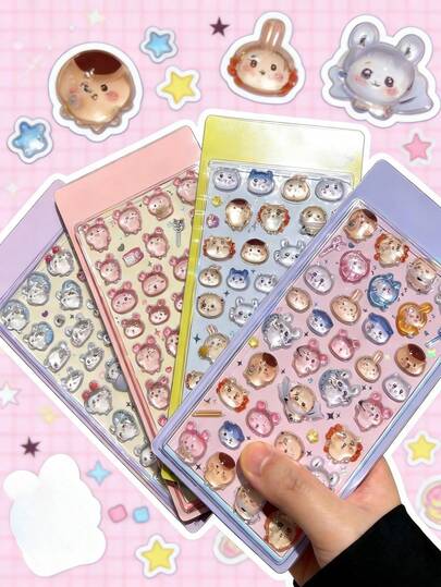 Jikikawa 3D立体浮雕贴纸 - 卡通儿童DIY手工装饰材料。不规则浮雕造型，闪亮细节，防水防撕裂，可重复使用。装饰贴纸套装。适用于DIY手工日记、计划本、剪贴簿、笔记本电脑包、手机壳、水瓶、行李箱、礼品包装、儿童派对用品、生日庆祝、返校装饰等。