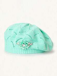 1顶女士水钻花朵镂空休闲贝雷帽，适合日常佩戴和聚会场合。 - 彩色 - 查看 16