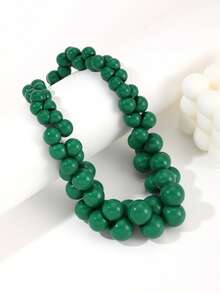 PHCOO 1 chiếc vòng cổ nhựa đính hạt tròn tối giản kiểu cổ điển, phụ kiện không thể thiếu cho váy mùa hè. - màu xanh lá - Xem 5