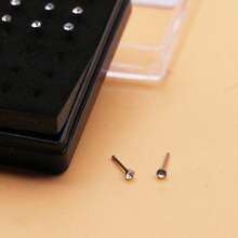 24pcs Stainless Steel Rhinestone Nose Studs/Rings For Women - White Rhinestones - View 3