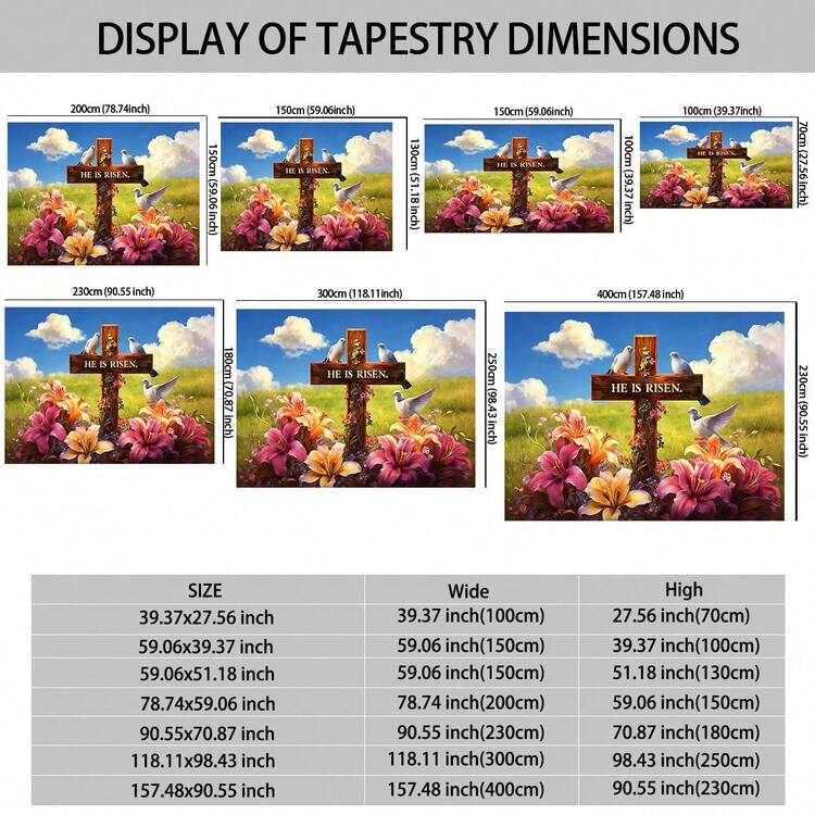 1 件复活节主题挂毯，饰有色彩缤纷可爱的十字架、鸽子和花卉图案，适用于客厅和卧室的墙面装饰，独特的家居装饰，包含免费配件 - 1074+GT - 查看 2