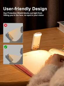 USB Rechargeable Foldable Reading Light, Eye-Caring Night Light For Reading, 3 Light Colors, Portable Book Clip Lamp, Bookmark Reading Light, Bedside Lamp - One Size Fits All - View 3