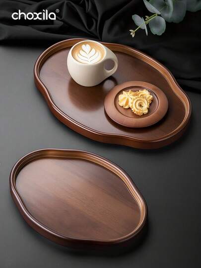 1 Set de Bandeja de Madera Asimétrica, se puede usar como bandeja de servir, bandeja de entretenimiento, bandeja de té vintage, bandeja de exhibición decorativa, también es una excelente opción de regalo. Adecuado para el hogar, la oficina, el hotel, el dormitorio, el té de la tarde y las fiestas de té.