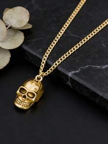 1 Piece Men's Punk Hip-Hop Style Fashion Long Skull Pendant Necklace, Unisex Wearable Necklace, Suitable For Daily Wear, Street Photography, And Holiday Gifting-A Fantastic Gift Necklace - necklace - View 4