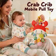 Đồ chơi treo nôi hình cua bò kéo theo cho bé – Thú nhồi bông mềm mại treo trên xe đẩy, giúp phát triển giác quan cho trẻ sơ sinh khi đi du lịch, hoạt động trên ghế ô tô, quà Giáng sinh cho bé trai và bé gái - Đỏ - Xem 4