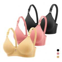 ¡RecomendadoPaquete 3 Sujetador Sin Varillascomodo Y Moderno Respirable¡Top de Temporada - Negro Rose Mazapán - Ver 13