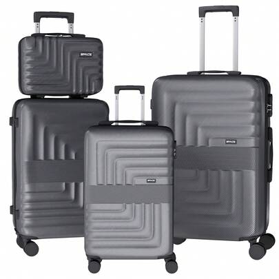 YSTYLE 4-Piece Hardside Luggage Set (12/20/24/28 Inches), With Scratch-Resistant And Impact-Resistant ABS Shells, Spacious Design And Four 360-Degree Spinner Wheels