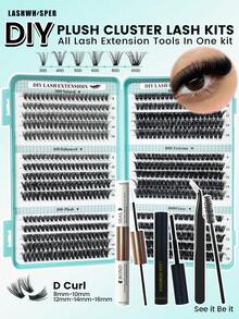 DIY Eyelash Extension At Home DIY Lash Extension Kit Cluster Lashes Glue Waterproof Lash Bond And Seal Long Lasting Individual Lash Clusters Adhesive Sealant Makeup Tool - Multicolor - View 1