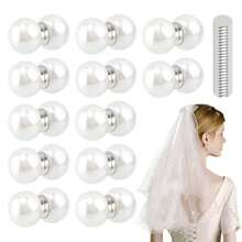 Pearl Veil Weights - 12 Pairs Magnetic Bridal Veil Weights - Double Sided Pearl Veils WeightsSecures Long Veils For Outdoor Weddings Accessories And Gifts For Brides - As Pic - View 8