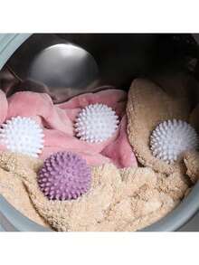 4 Packs HOUTINKY Reusable Laundry Dryer Balls - Soft Wash Balls For Fabric Softener, Wrinkle & Drying, Blue/White/Purple, Durable PVC Material, Alternative To Chemical Softeners, Laundry Drying Balls, Laundry Drying Aid, Sleek Laundry Balls, Flexible Laundry Balls - A - View 4