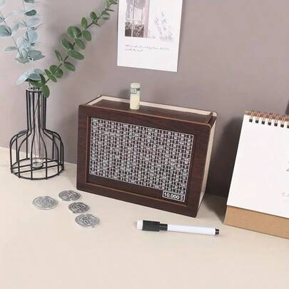 1个木制存钱罐，木制硬币储蓄罐，成人木制存钱罐，内置计数器，培养储蓄习惯，易于组装，小猪存钱罐，适用于家庭客厅办公室装饰，万圣节圣诞节装饰【送给妻子和母亲的节日礼物】款式颜色随机发送