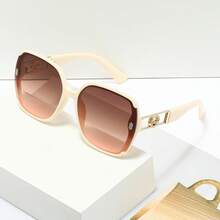 1pc Large Square Frame Glasses, Luxury Metal Accessory To Flatter Face Shape, Understated Daily Essential - Multicolor - View 8