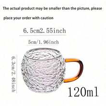 12/6/4/2pcs 120ml Transparent Glass Mugs With Handles, Suitable For Halloween, Christmas, Family Gatherings, Clubs, Coffee, Tea, Water - Clear - View 2