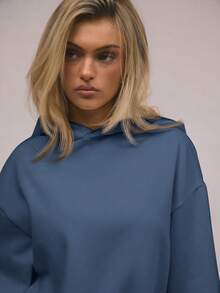 Women's Oversized Hooded 2 Piece Tracksuit Casual Loose Fit Hoodie And Wide Leg Pants Set Women's Casual Oversized 2 Piece Hooded Tracksuit Loose Fit Hoodie And Wide Leg Pants Loungewear Summer Casual: Oversized Hoodie Tracksuit For Women 2 Piece Casual Loose Fit Outfit - 藍色 - 查看 5