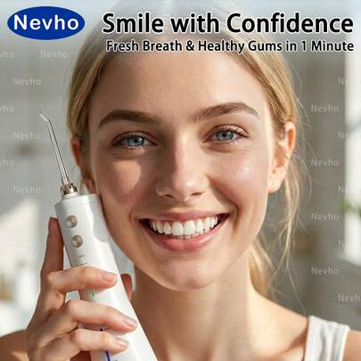 Nevho Cordless Water Flosser For Teeth, 300ml Portable Oral Irrigator With 5 Modes & 4 Jet Tips, Type-C Rechargeable Dental Cleaner For Home & Travel, Ideal Gift For Family & Friends.