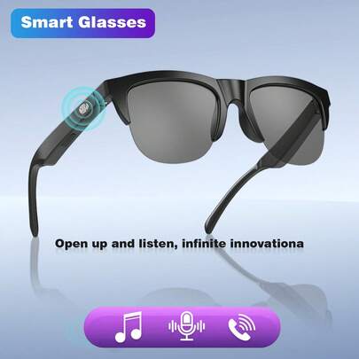 2026 Wireless Smart Glasses, Touch Operation, Built-In Microphone, HD Audio, Wireless Connection, Rechargeable Battery, Suitable For Office, Outdoor, Sports, Driving, Music Playback, Hands-Free Calling - Ideal Holiday Gift!