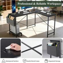 L Shaped Desk, 50 Inch Reversible Computer Desk Corner Gaming Table With CPU Stand & Storage Bag, Sturdy Metal Frame PC Workstation For Home Office - Black - View 4