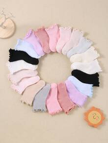 20/10/1 Par de Meias de Tornozelo com Babado Aleatórias para Bebês Meninas, Adequadas para 0-36 Meses, Podem Combinar com Todos os Looks. O Design de Babado Elástico Não Irá Constranger os Tornozelos do Bebê, Também Adequado para Bebês Meninos, Pode Ser Dado Como Presente para Bebês Fofos. - Multicolorido - Visão 6