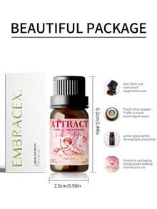 EMBRACEX. 1瓶10ml情人節香氛油，溫暖香氛油，情人節禮物，適用於蠟燭製作、香氛擴香機、加濕器和手工皂，送給女性的禮物。前調：甜橙；中調：薰衣草；後調：龍涎香、麝香、橡木苔、焦糖 - 吸引 - 查看 3