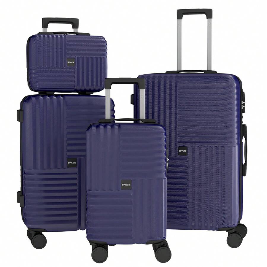 YSTYLE 4-Piece Hardside Luggage Set (12/20/24/28 Inches), With Scratch-Resistant And Impact-Resistant ABS Shells, Spacious Design And Four 360-Degree Spinner Wheels - Blue - View 1