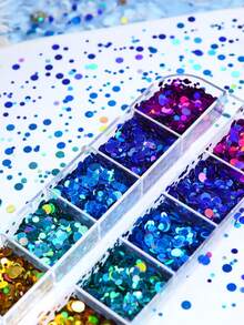 1 Box Holographic Ocean-Themed Mixed Round Resin Glitter Flakes, Suitable For Epoxy Resin Filling, Shiny Bubble Shapes, DIY Jewelry Making, Resin Shaker Molds, Resin Material - Multicolor - View 4