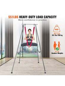 Aerial Yoga Frame & Yoga Hammock, 9.67 Ft Height Professional Yoga Swing Stand Comes With 6.6 Yards Aerial Hammock, Max 551.15 Lbs Load Capacity, Yoga Rig For Indoor Outdoor Aerial Yoga, Red - Red - View 2